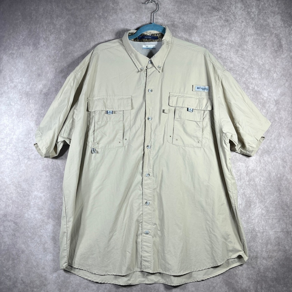 Columbia Bahama Fishing Shirt Men XXL Short Sleeve Button Up Omni Shade Outdoors